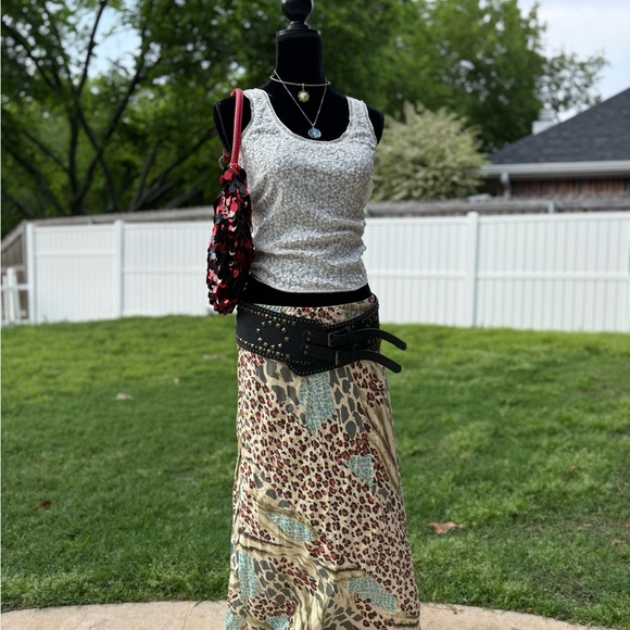 White and beige Sequin mesh Tank Top - Picture 2 of 3
